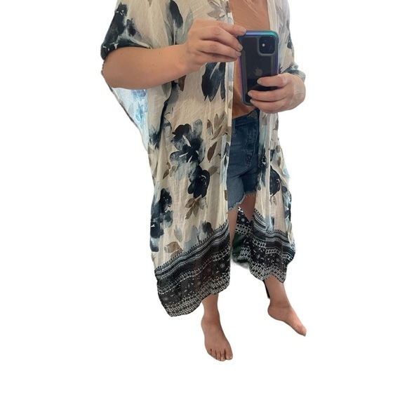 Nalini Kimono Duster Shawl Cover Up One Size Floral NWT - Picture 11 of 12